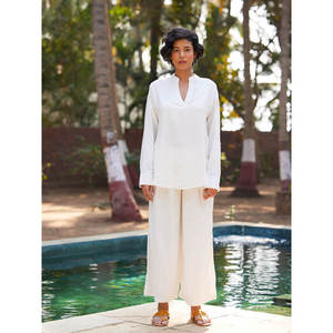 <b>Set</b> of 2 Silent River Solid White Co-Ord <b>Set</b> with <b>Blazer</b> and Trousers - Product Image 1