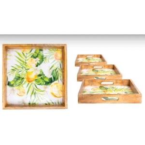 Fournisseur indien fait à la main grand plateau en émail en bois de manguier meilleur prix Faizacraft pour le service de thé de salon - Product Image 3