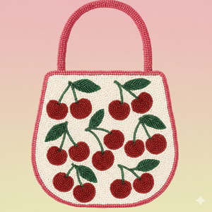 Bolso de Mano de Moda para Mujer con Cierre de Cremallera, Bordado de Escena Tropical de Playa y Jardín, Adornado con Cuentas y Cristales, Hecho en India - Product Image 5