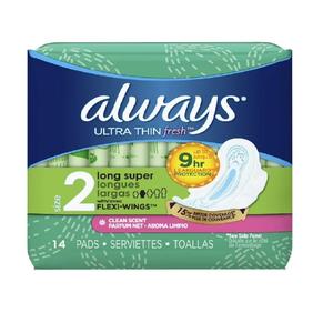 Serviettes hygiéniques Always Ultra Thin sans ailettes, taille 1, régulières, 132 unités, en vente à prix réduit, haute absorption, vente en gros - Product Image 1