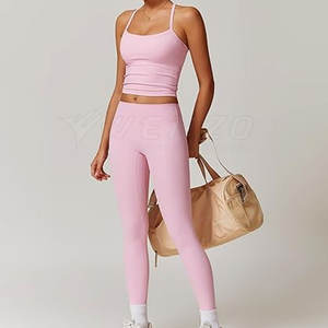 Ensemble de yoga pour femmes de qualité supérieure, taille plus, matière extensible douce, deux pièces, séchage rapide, respirant, pour l'entraînement, la salle de sport, le yoga, la course à pied - Product Image 2