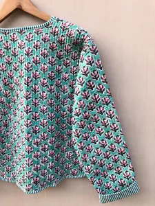 Nouveau Style bohème unisexe veste matelassée à la main en coton indien Patchwork manteau d'hiver imprimé bord libre automne poche Design - Product Image 4