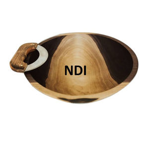 Tazón de servidor de comida de madera ecológico de estilo moderno, servidor de postre rústico tallado para cocina, catering, frutero redondeado - Product Image 5