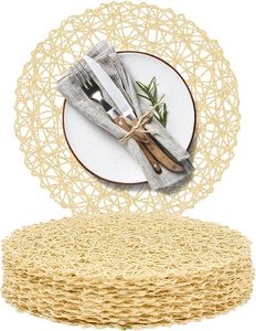 Napperon rond tressé en papier naturel antidérapant résistant à la chaleur napperons pour table à manger intérieure et extérieure - Product Image 4