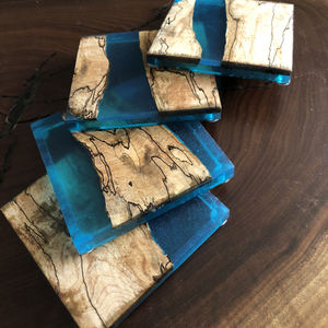 Posavasos de resina epoxi y madera de piedra gris de lujo para regalo de inauguración de la casa para bebidas, manteles cuadrados de cocina de Navidad - Product Image 6