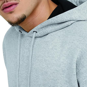 เสื้อฮู้ดดี้ผู้ชายขายส่ง ผ้าโพลีเอสเตอร์ผสมคอตตอน ทรงโอเวอร์ไซส์ เสื้อสเวตเชิ้ตแบบมีฮู้ดสั่งทำได้ ดีไซน์เรียบๆ ไม่มีลาย รับผลิตแบบ OEM - Product Image 2
