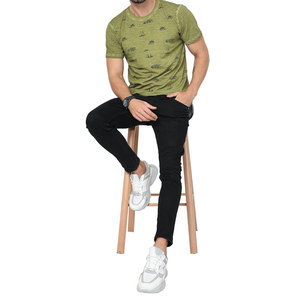 Venta al por mayor de camisetas de los hombres en el precio bajo 100% de algodón de alta calidad de lana Casual Impresión digital tejido Regular Fit frontal de color personalizado - Product Image 2
