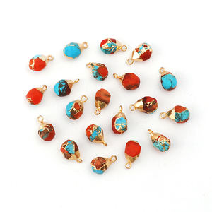 Dijes de Piedra de Nacimiento de Jade Esmeralda Mohave Cruda Clásica, Conectores Pequeños, Colgante de Piedra en Bruto, Chapado en Oro sobre Cobre, Joyería Unisex - Product Image 6