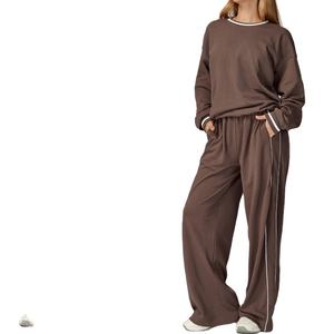 Conjunto Deportivo de Felpa Sólida Unisex con Logotipo Personalizado al por Mayor, Conjunto de 2 Piezas, Pantalones, Traje Deportivo para Correr - Product Image 3