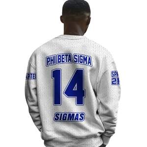 Phi Beta Sigma 1914 bleu blanc pull grec acrylique tricot Chenille lettres Sigma Beta fraternité vêtements pull - Product Image 6