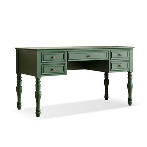 Green Solid Wood Rectangular Executive <b>Computer</b> <b>Desk</b> with 5 Drawers for <b>Office</b> <b>Home</b> Study - Product Image 1
