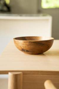 BOL HAUT-BOL À FRUITS EN BOIS RÉEL NATUREL, Bol en bois décoratif pour Table Bureau Home Decor ustensiles de cuisine - Product Image 5