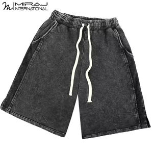 Conjuntos cortos de lavado ácido informales para hombre más vendidos, ropa de calle transpirable en Color negro de alta calidad para el verano - Product Image 6