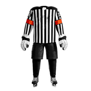 Uniforme de hockey sobre hielo personalizado OEM fabricante en Pakistán cuello redondo personalizado rayas camiseta de hockey sobre hielo con pantalones cortos lisos - Product Image 6