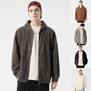 Chaqueta de invierno para hombre de algodón 100% de súper alta calidad con cremallera personalizada Nueva Sudadera con capucha de ante en sudaderas y sudaderas marrones - Product Image 5