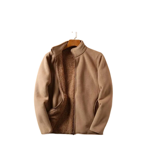 <b>Men's</b> Best Quality Soft Fabric Casual Coat Winter Thick Warm Stand Collar Zip Outdoor Office <b>Jacket</b> Soft Comfortable Fleece Set - Product Image 1