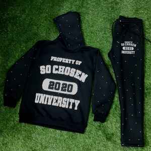 Alta calidad diamantes de imitación lavado ácido Flare pantalones de chándal pulóver Sudadera con capucha conjunto de 2 piezas Unisex apliques Vintage lavado ácido hombres chándal - Product Image 2