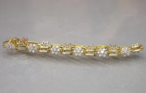 4 CT Round Cut Moissanite Tennis Bracelet Yellow Gold Plated <b>Silver</b> for Weddings Parties Engagements Chic <b>Charm</b> Bracelets - Product Image 5