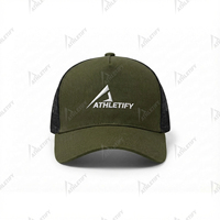 Gorra de Béisbol Trucker Verde Oliva Personalizada, 5 Paneles, Malla Ajustada, Logotipo ATHLETIFY, Alta Calidad, Deportiva, Casual, para Hombre y Mujer, Moda para Exteriores