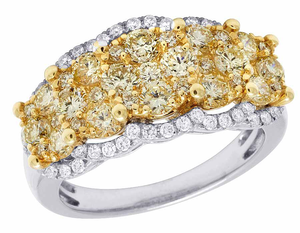 Joyería de lujo de estilo único en plata de ley S925 acento amarillo Iced Out Moissanite anillo de bodas de diamantes para mujer - Product Image 1