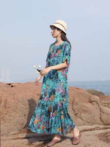 เดรสทรงเอ แม็กซี่ ผ้าฝ้าย ใส่สบาย ระบายอากาศดี สไตล์เรโทร ลายเรียบง่าย เหมาะกับฤดูร้อน  ทรงปกติ เป็นมิตรต่อสิ่งแวดล้อม - Product Image 3