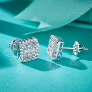 VVS Moissanite Lab Grown Baguette Cut Diamond Stud Earrings Women 14K White Gold IGI Certified Elegant <b>Gift</b> - Product Image 4