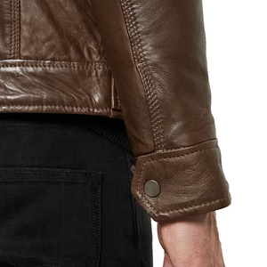 Fina calidad nueva llegada suave al tacto de cuero de vaca personalizado Slim Fit Biker motocicleta chaqueta hombres soporte High Street Style - Product Image 6