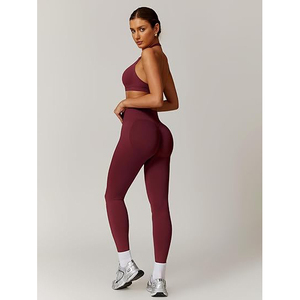 Ensembles de yoga réversibles durables 2 pièces Tissu respirant extensible dans les quatre sens Haut de sport Leggings Léger Écologique Entraînement - Product Image 4