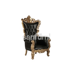 Chaise de trône de style français en bois massif teck classique traditionnelle à dossier haut chaises de trône royales mariage de luxe meubles de maison - Product Image 2