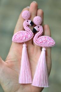 Boucles d'oreilles en perles brodées de fil vibrant - Product Image 5