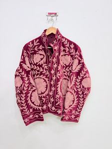 Veste Suzani marron pour femmes, veste courte en velours lisse, veste brodée à la main, veste d'hiver, disponible en gros - Product Image 5