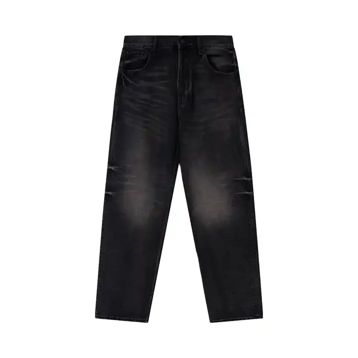 بسعر الجملة بنطلون جينز مطاطي للرجال قصة ضيقة مستقيمة كاجوال متوسط الارتفاع الخصر مقاس كبير بنطلون جينز رجالي جينز