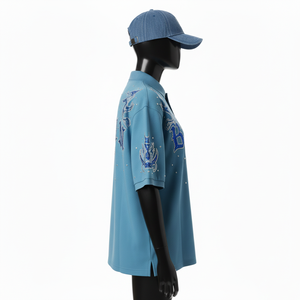 Camiseta Polo para Mujer, Tela Piqué de Poliéster de Alta Calidad, GSM Transpirable, Azul Cielo, Diseño de Logotipo Aplicado con Calor, Camisetas Polo de Algodón para Mujer - Product Image 3