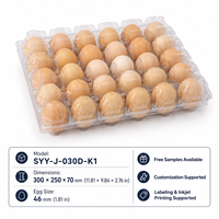 Plateau à œufs en plastique PET de 30 alvéoles avec couvercle et fond séparés, options OEM/ODM personnalisées pour l'emballage des œufs de ferme
