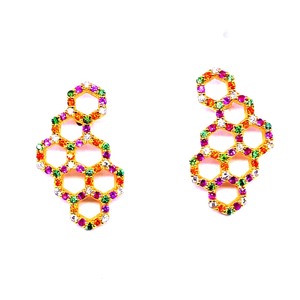 Boucles d'Oreilles Web Plaqué Or Femmes Brillant Mariage Argent Sterling 925 Pierres Précieuses Fête Porter Boucles d'Oreilles - Product Image 3