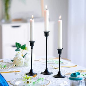 Ensemble de 3 bougeoirs décoratifs noirs, bougies coniques pour bougeoirs, support de bougie de Table avec pilier en métal pour décoration de mariage - Product Image 1