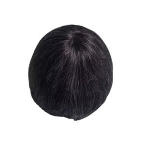 Perruque en cheveux humains à dentelle frontale mono, cheveux chinois vierges Remy, patchs de cheveux, lisses crépus, vague profonde, 1b+gris - Product Image 2