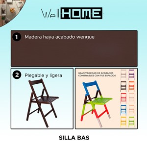 Silla de Comedor WELL HOME en Madera de Haya con Acabado Wenge 43x47x79 cm Colección BAS - Product Image 2