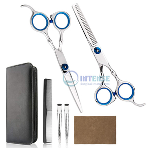 Kit de coupe de cheveux professionnel Ciseaux et ciseaux amincissants Ensemble de coupe de cheveux de salon de coiffure pour hommes et femmes avec logo personnalisé OEM - Product Image 1