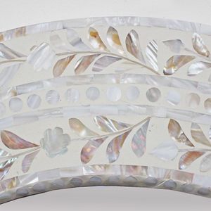 Miroir mural rond incrusté de nacre florale fait à la main de haute qualité pour salle de bain salon et chambre à coucher à usage décoratif - Product Image 2
