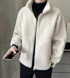 Veste d'hiver en polaire pour homme, couleur unie, ample, chaude, col montant, style streetwear - Product Image 1