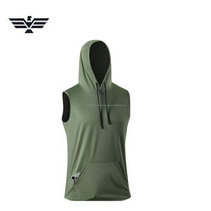 Sudadera sin mangas con capucha ligera de primavera al por mayor, diseño personalizado unisex, con bolsillo canguro, 100% algodón - Product Image 5