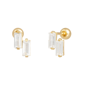 Orecchini alla moda da donna con taglio quadrato in zirconio cubico in oro 14k con orecchini a bottone all'ingrosso di gioielli K-gioielli di base per gioielli - Product Image 2