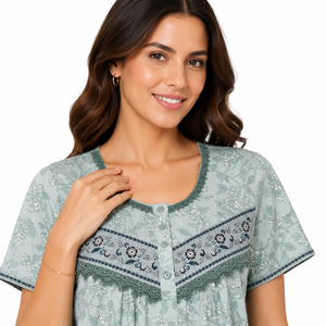 Chemise de nuit longue de luxe 100 % coton pour femme avec manches longues, col ultra-doux, soyeux, respirant, séchage rapide, écologique, ODM - Product Image 4