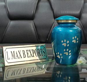 Urna de cremación de Metal gris con estampado de pata dorada de nuevo diseño de venta directa del fabricante indio para funeral de adultos y mascotas para entierros de animales - Product Image 4