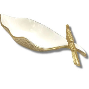 Bol de service en métal blanc et doré de qualité supérieure Bol de service aux fruits au design élégant à un prix abordable - Product Image 1