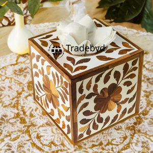 Caja de pañuelos con incrustaciones de nácar hecha a mano, elegante decoración de mesa, soporte para pañuelos Tradebyd - Product Image 5
