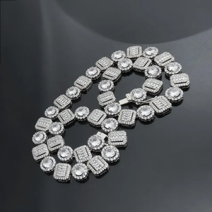 4.5mm Moissanite Cluster <b>Tennis</b> Chain <b>Necklace</b> Iced Diamond Bling 10K Gold/<b>Silver</b> Luxury Hip Hop Classic PT950 for Wedding Gift - Product Image 1