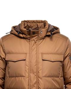 Chaqueta Acolchada Marrón para Hombre con Capucha, Chaqueta de Invierno Cálida con Múltiples Bolsillos, Ropa de Calle Informal, Cortavientos - Product Image 5
