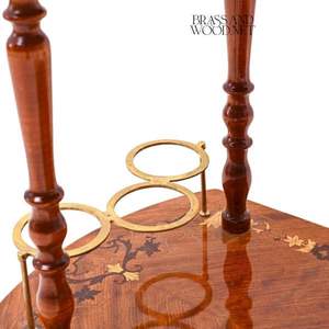 Chariot à thé classique en bois avec roues en laiton et plateau de service décoratif - Product Image 5